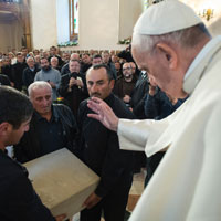 Pope Francis Blesses Corner Stone